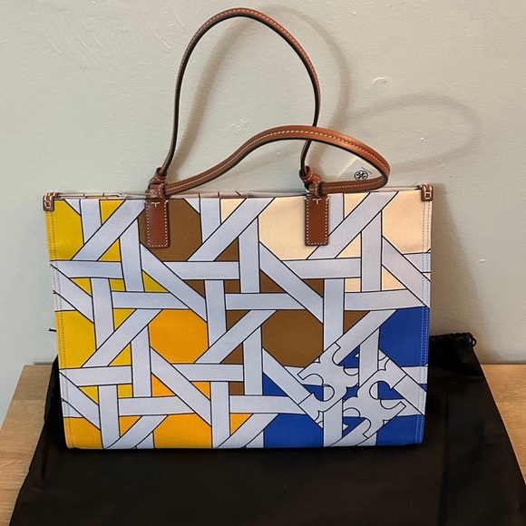 Tory Burch Ella Canvas Basketweave Tote Bag - NWT - Picture 7 of 9